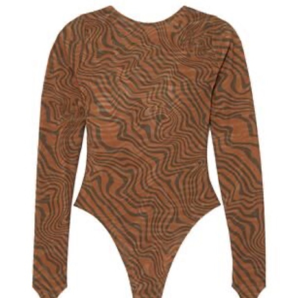 MAISIE WILEN Open-back printed stretch-jersey bodysuit